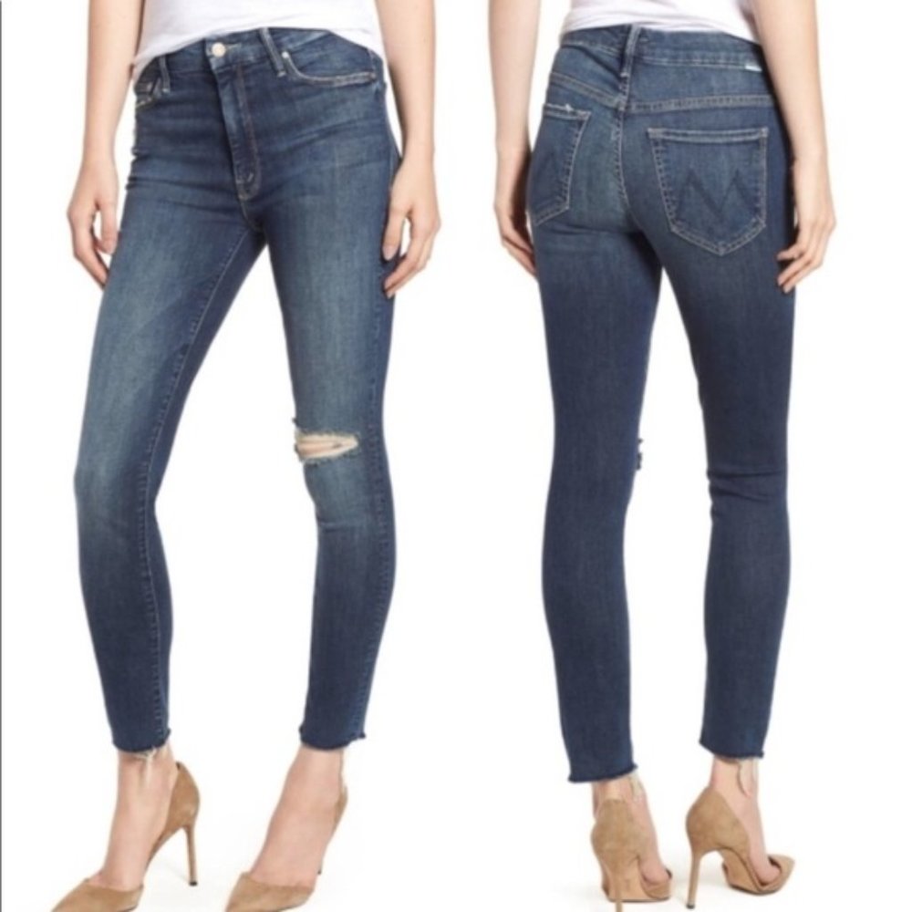 MOTHER High Waisted Looker Ankle Fray Cat Attack - Picture 3 of 8